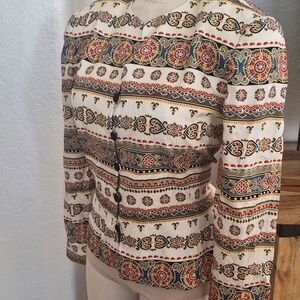 Adrianna Papell Vintage Silk Button Up Shirt Jacket